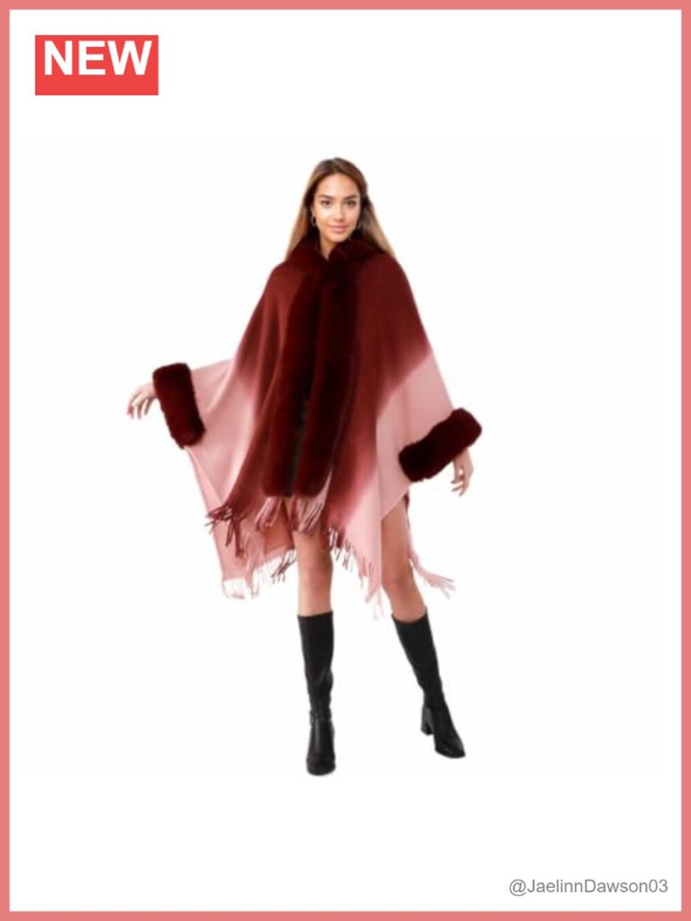 Faux Fur Shawl Wrap Poncho Cape Tassel Hooded Evening Party One Size